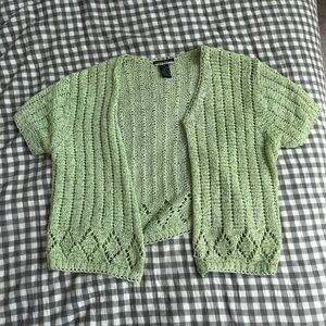 green cardigan